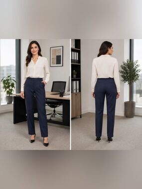 (W3) Naf Naf Elegant straight-leg trousers, mid-rise, size 40/23D USA
